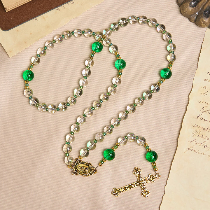 Christianartworkshop Chapelet élégant, blanc et vert, avec Notre-Dame de Guadalupe - image 4
