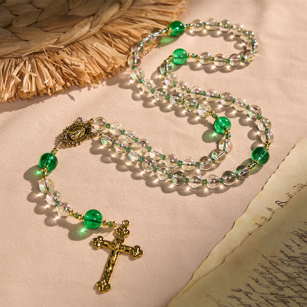 Christianartworkshop Chapelet élégant, blanc et vert, avec Notre-Dame de Guadalupe - image 3
