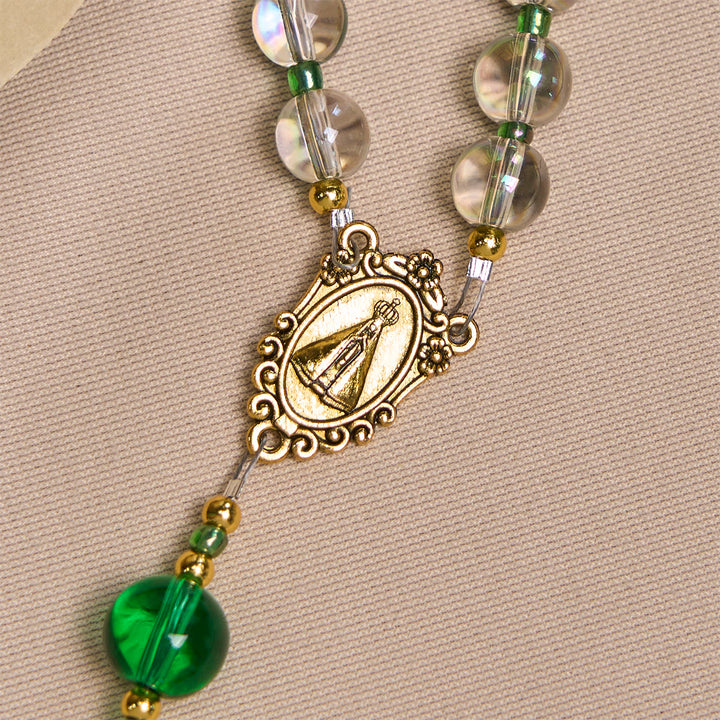 Christianartworkshop Chapelet élégant, blanc et vert, avec Notre-Dame de Guadalupe - image 8