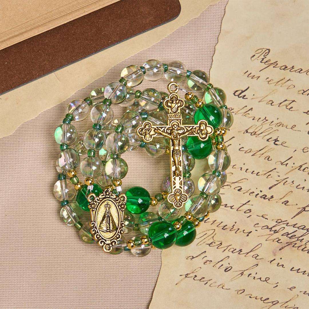 Christianartworkshop Chapelet élégant, blanc et vert, avec Notre-Dame de Guadalupe - image 10