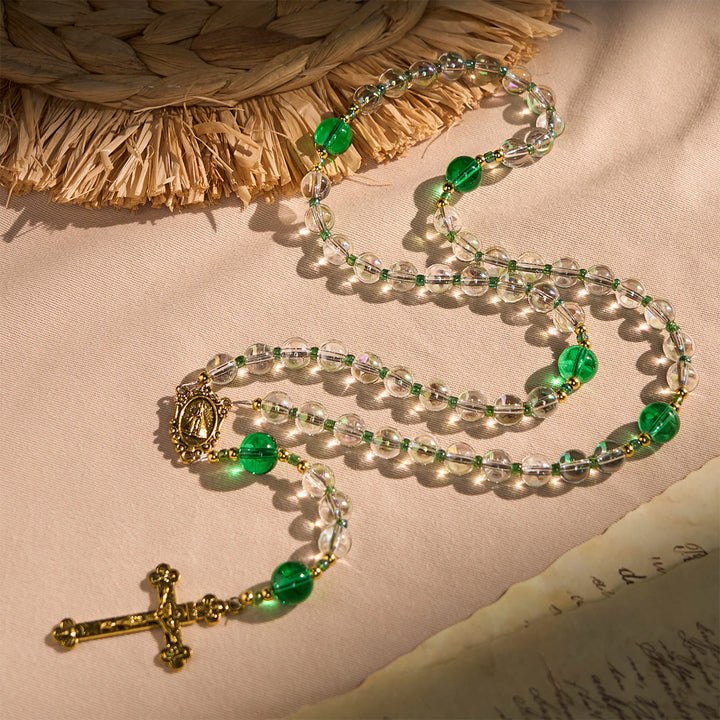 Christianartworkshop Chapelet élégant, blanc et vert, avec Notre-Dame de Guadalupe - Notre Dame - image 0