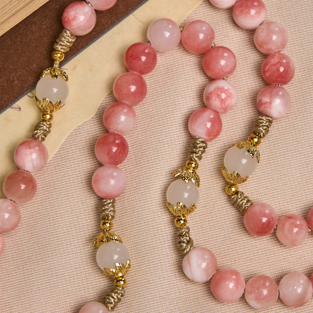 Christianartworkshop Chapelet fait main en perles roses brillantes avec crucifix en laiton et breloque Notre-Dame - image 9