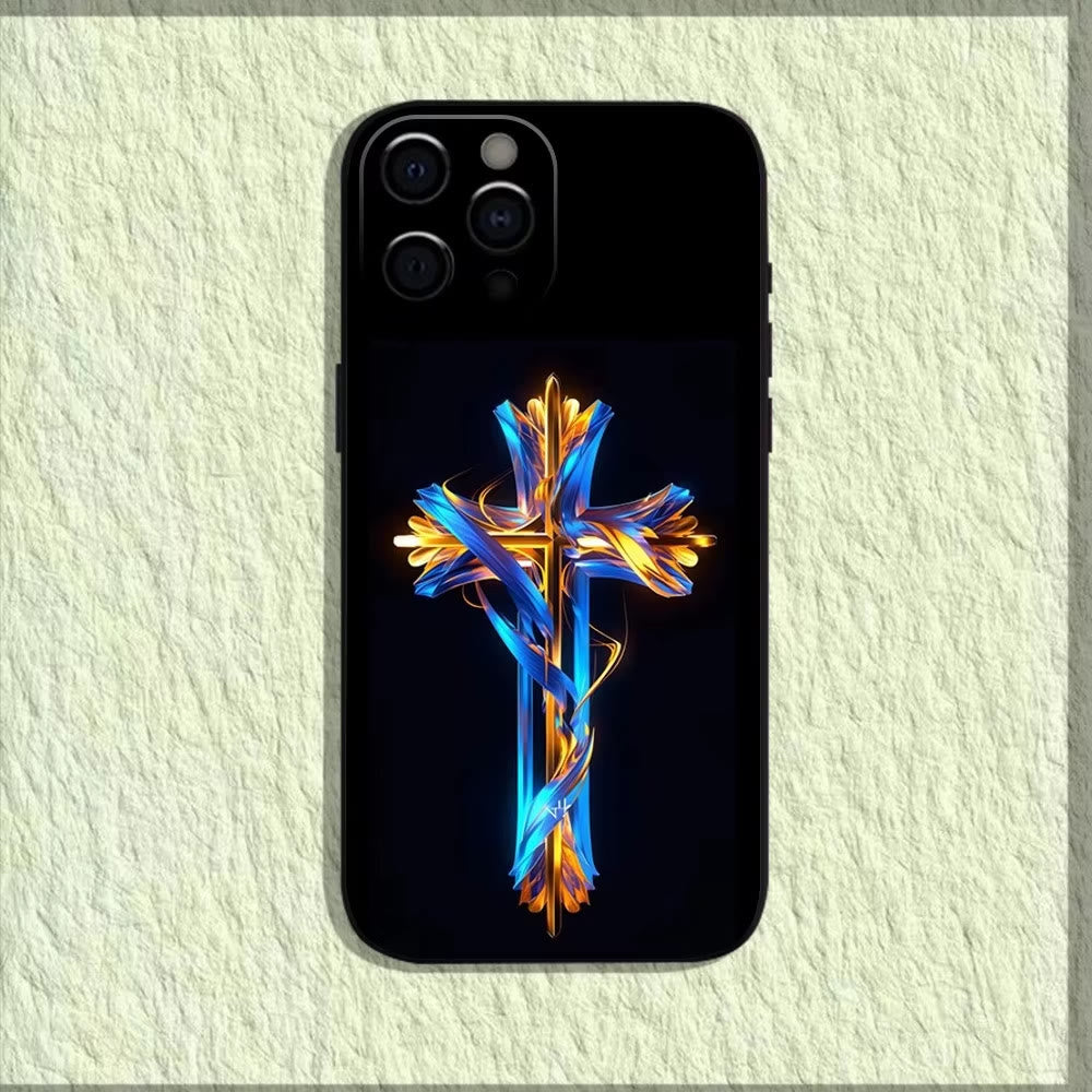Christianartworkshop Coque de téléphone à l'effigie du Saint Jésus : un symbole de foi et de protection - Croix néon - 15 ans et plus - image 6