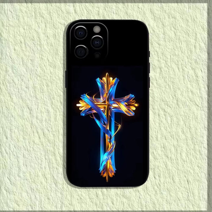 Christianartworkshop Coque de téléphone à l'effigie du Saint Jésus : un symbole de foi et de protection - Croix néon - 15 ans et plus - image 6
