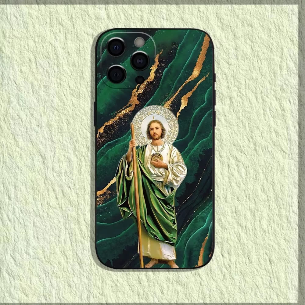 Christianartworkshop Coque de téléphone à l'effigie du Saint Jésus : un symbole de foi et de protection - Esprit d'émeraude - 15 ans et plus - image 7