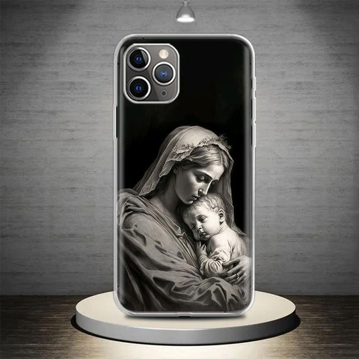Christianartworkshop Étui de téléphone Sainte-Marie : Élégance spirituelle pour votre appareil - Sérénité sainte - iPhone 13 Pro - image 6
