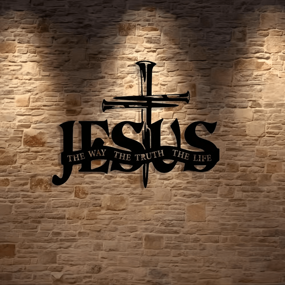 Christianartworkshop Décoration murale en métal représentant Jésus fidèle et une croix - image 9