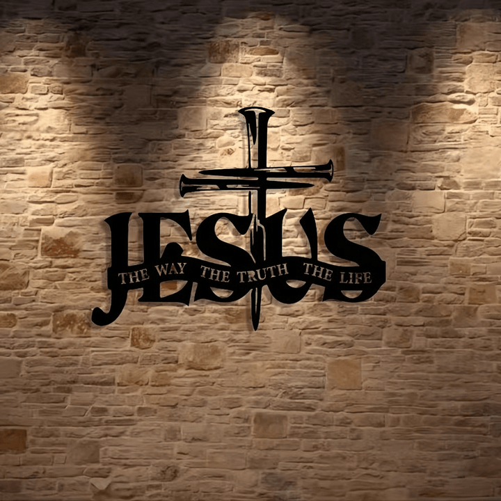 Christianartworkshop Décoration murale en métal représentant Jésus fidèle et une croix - image 9