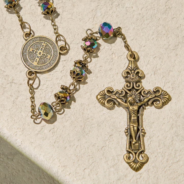 Christianartworkshop Chapelet fidèle en hématite avec crucifix en bronze et breloque de saint Benoît - image 5