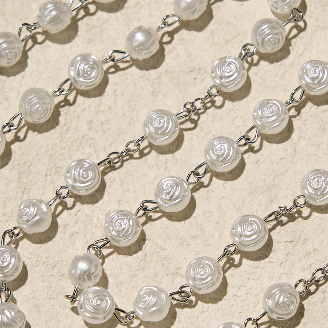 Christianartworkshop Chapelet élégant en perles de rose blanche avec boîte à la Vierge Marie pour les bénédictions - image 9