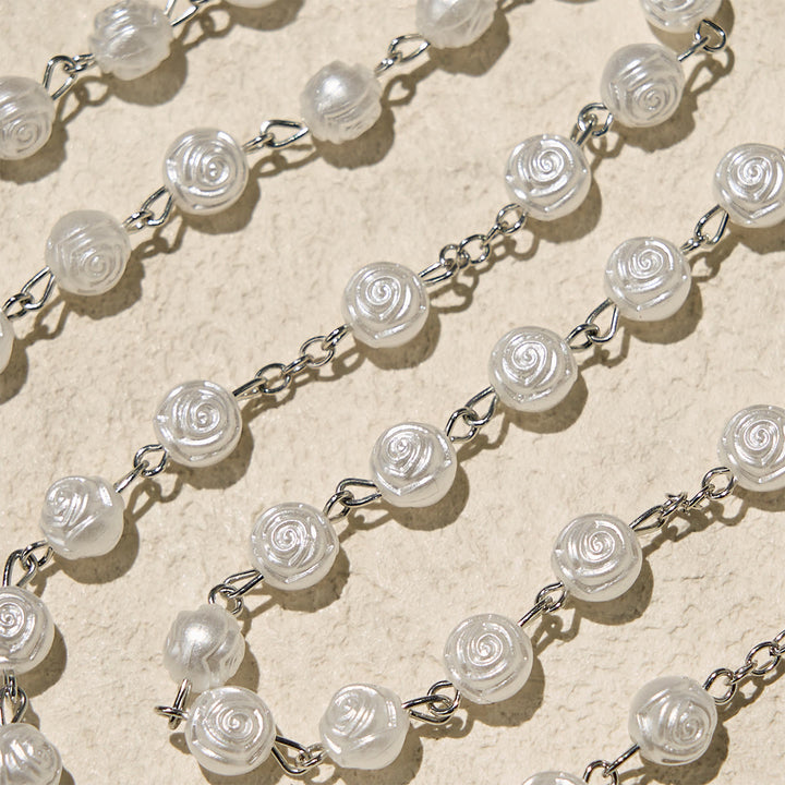 Christianartworkshop Chapelet élégant en perles de rose blanche avec boîte à la Vierge Marie pour les bénédictions - image 9