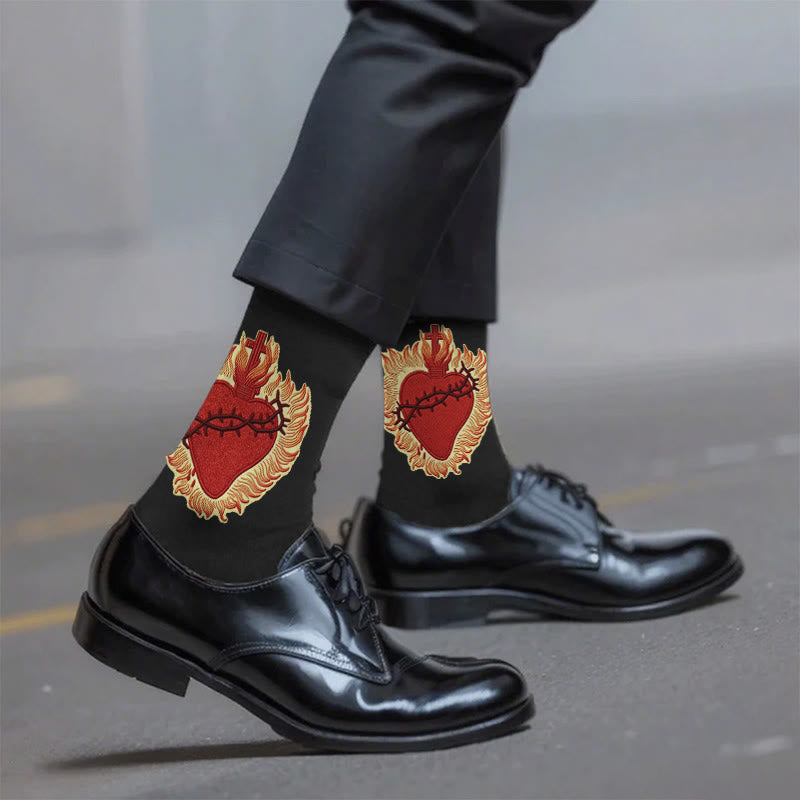 Christianartworkshop Chaussettes unisexes Sacré-Cœur Foi Rayonnant d'amour et de protection spirituelle - Taille unique (EU 36-46 / US 4-13) - 10 paires - image 0