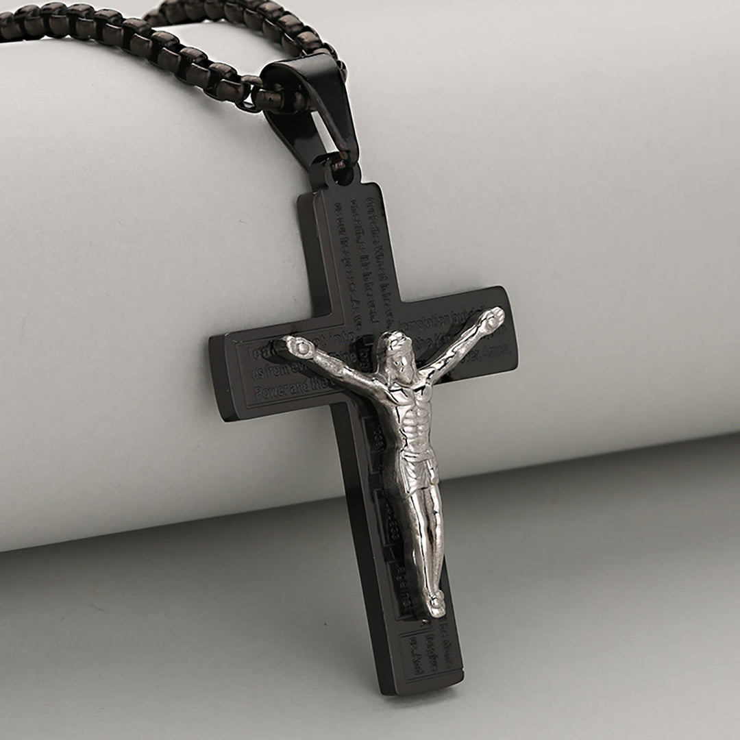 Christianartworkshop Collier crucifix élégant, symbole de dévotion, disponible en quatre coloris. - Noir et argent - image 2