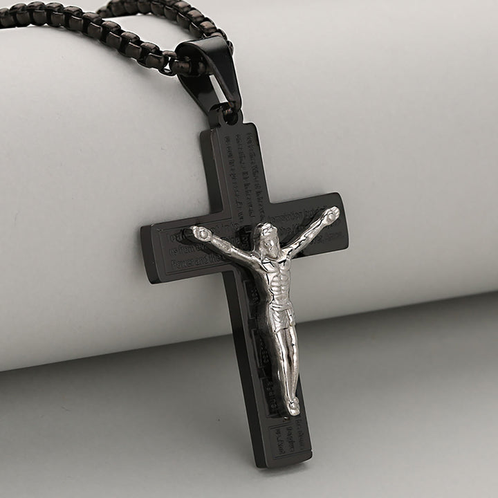 Christianartworkshop Collier crucifix élégant, symbole de dévotion, disponible en quatre coloris. - Noir et argent - image 2