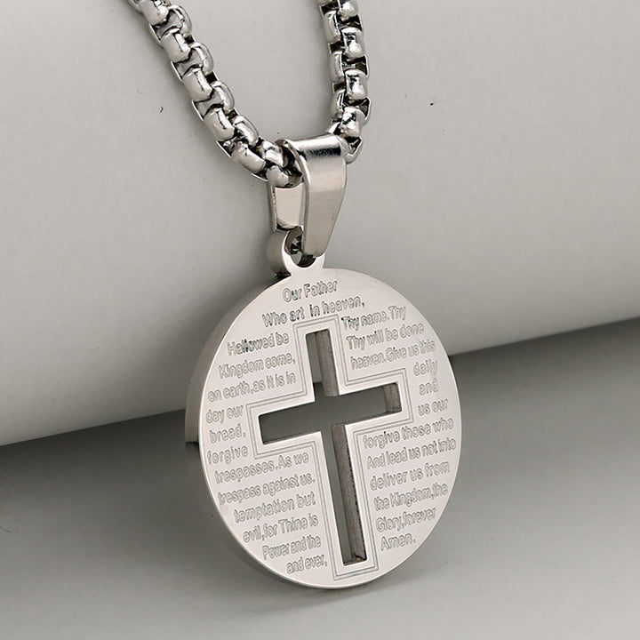Christianartworkshop Collier pendentif croix ajourée avec prière inspirante en trois couleurs élégantes - Argent - image 2