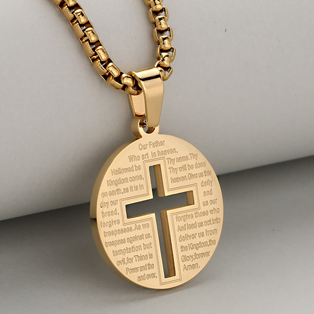 Christianartworkshop Collier pendentif croix ajourée avec prière inspirante en trois couleurs élégantes - image 1