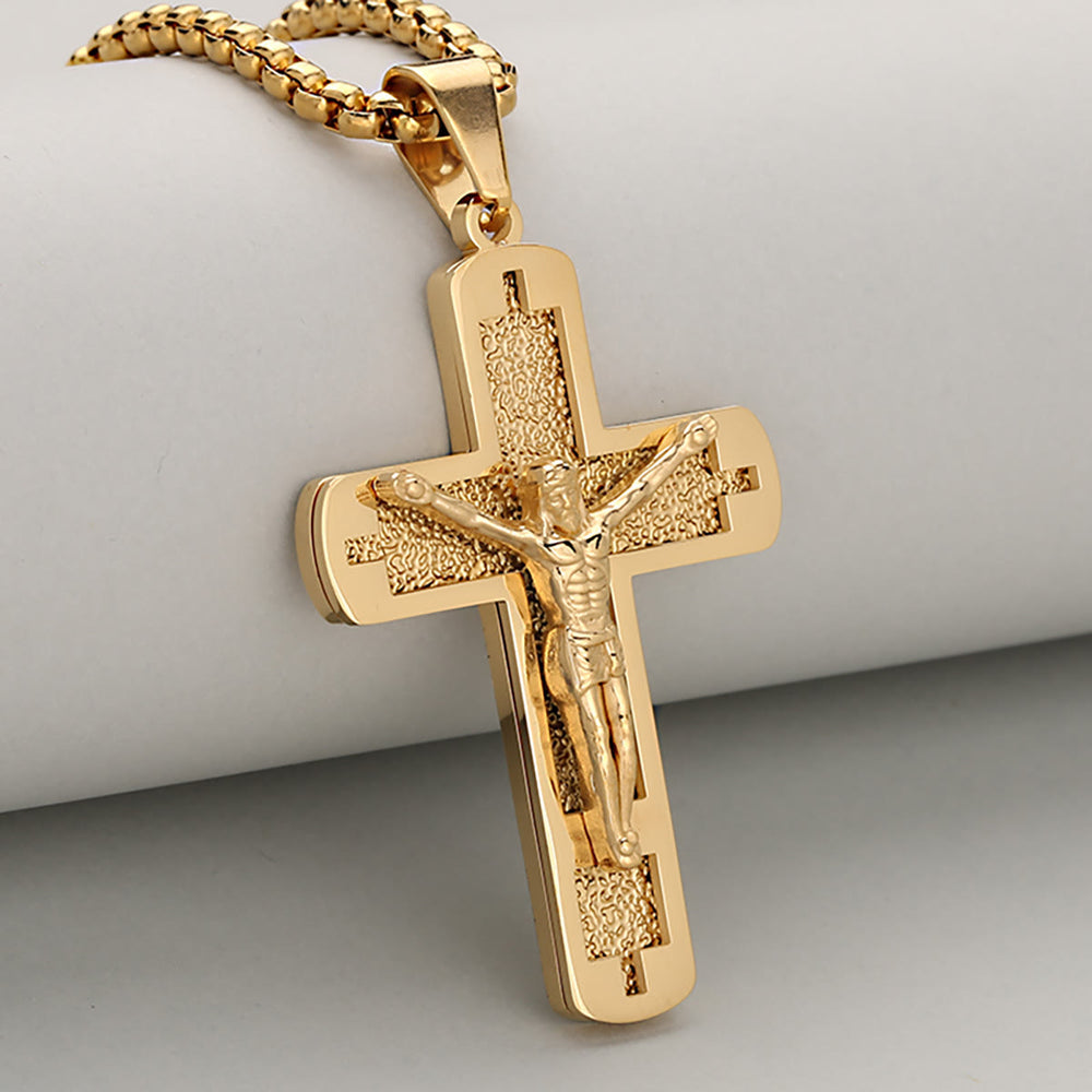 Christianartworkshop Collier pendentif crucifix poli disponible en quatre coloris intemporels - Doré - image 1