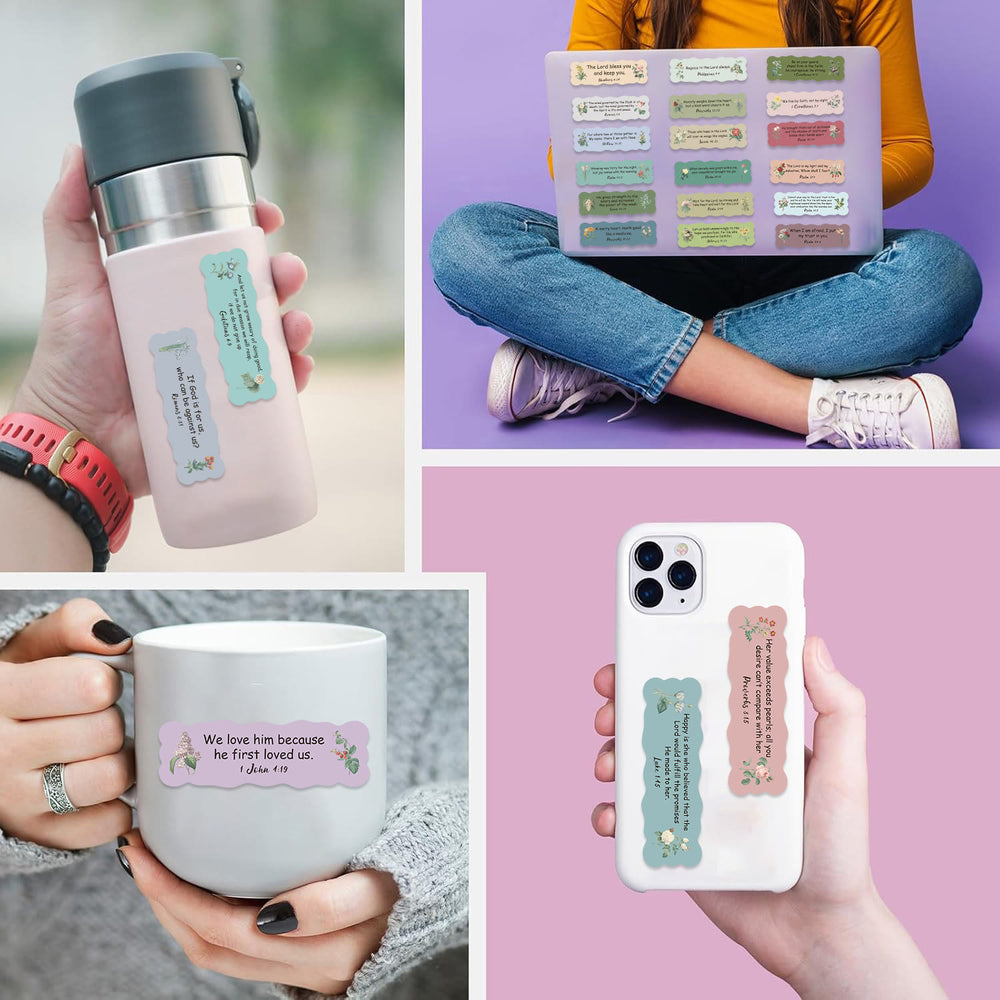 Christianartworkshop Autocollants floraux avec versets bibliques pour scrapbooking, carnets et décoration de cadeaux - image 1