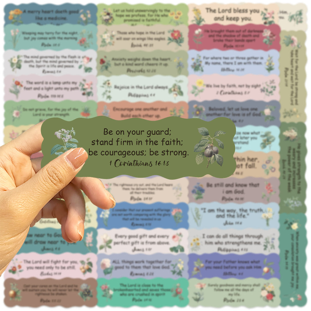 Christianartworkshop Autocollants floraux avec versets bibliques pour scrapbooking, carnets et décoration de cadeaux - 50 pièces - image 0
