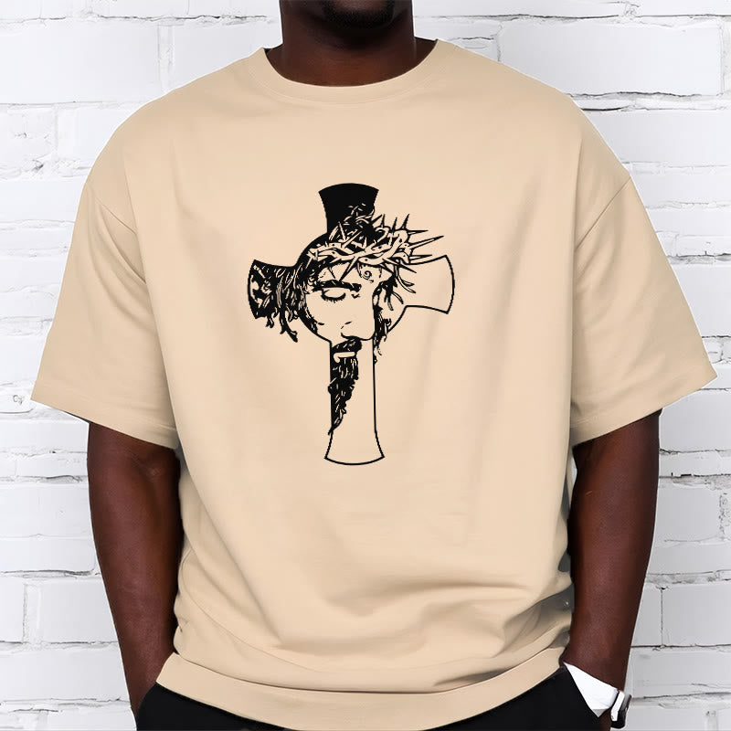 T-shirt unisexe Christianartworkshop avec motif moderne de couronne d'épines et de croix - image 12