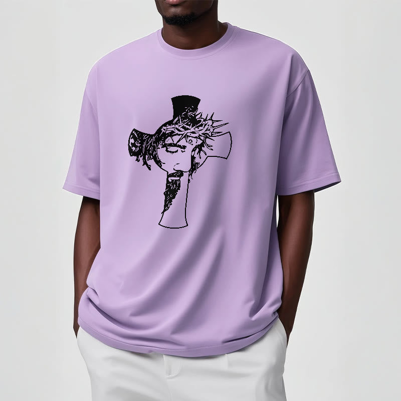 T-shirt unisexe Christianartworkshop avec motif moderne de couronne d'épines et de croix - image 18