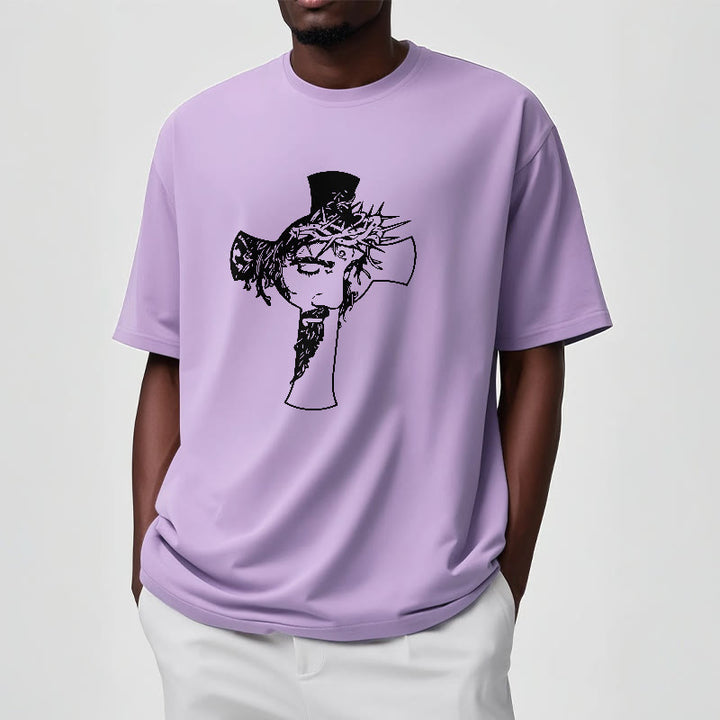 T-shirt unisexe Christianartworkshop avec motif moderne de couronne d'épines et de croix - image 18