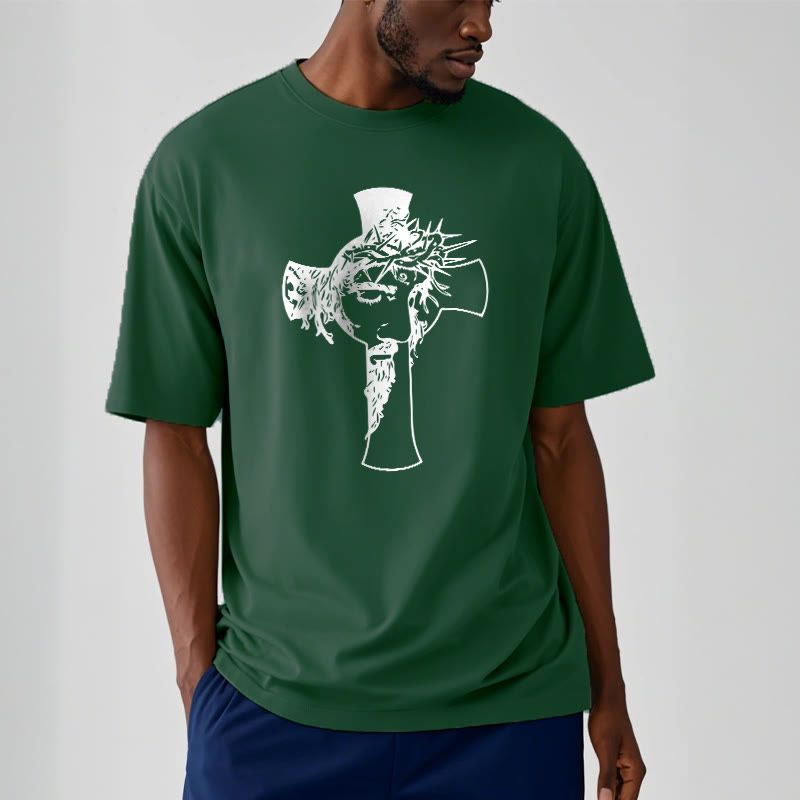 T-shirt unisexe Christianartworkshop avec motif moderne de couronne d'épines et de croix - image 10