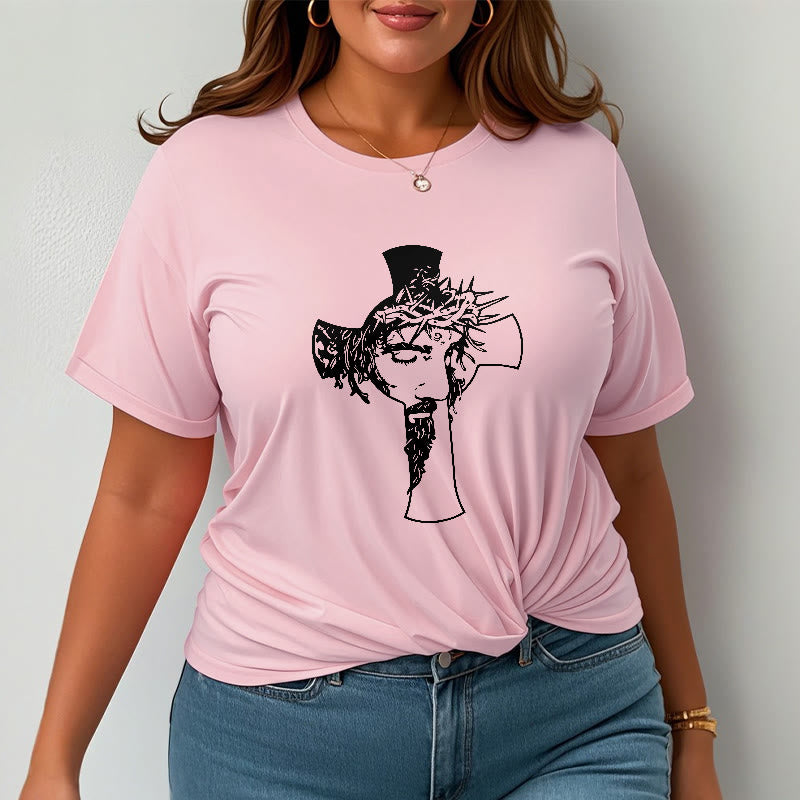 T-shirt unisexe Christianartworkshop avec motif moderne de couronne d'épines et de croix - image 14