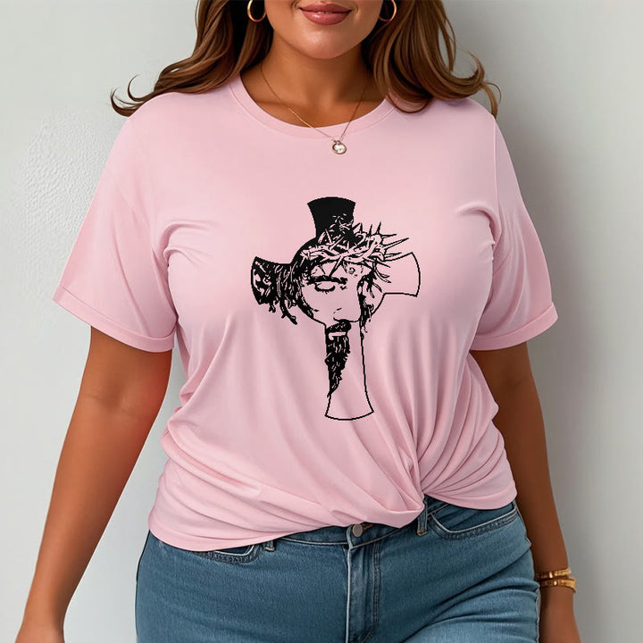 T-shirt unisexe Christianartworkshop avec motif moderne de couronne d'épines et de croix - image 14