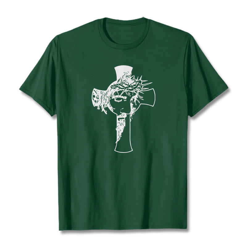 T-shirt unisexe Christianartworkshop avec motif moderne de couronne d'épines et de croix - Vert foncé - 2XL - image 9
