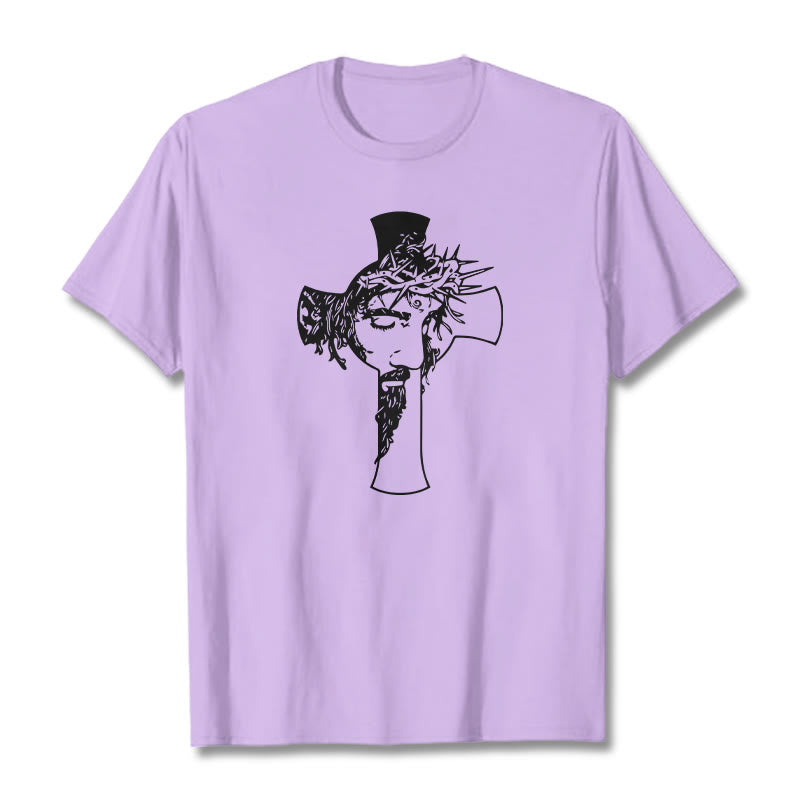 T-shirt unisexe Christianartworkshop avec motif moderne de couronne d'épines et de croix - Violet clair - 2XL - image 17