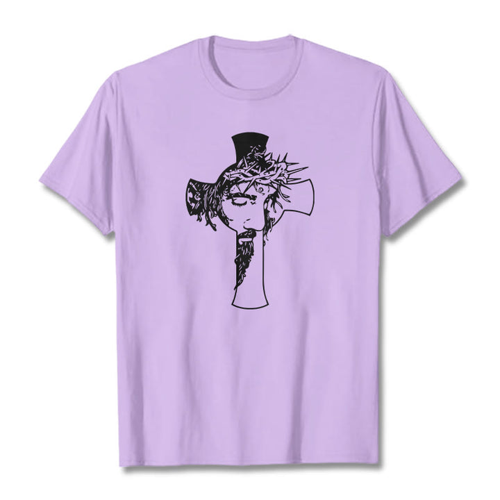 T-shirt unisexe Christianartworkshop avec motif moderne de couronne d'épines et de croix - Violet clair - 2XL - image 17