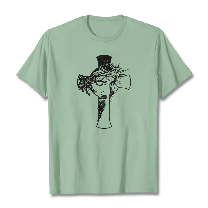 T-shirt unisexe Christianartworkshop avec motif moderne de couronne d'épines et de croix - Vert clair - 2XL - image 15