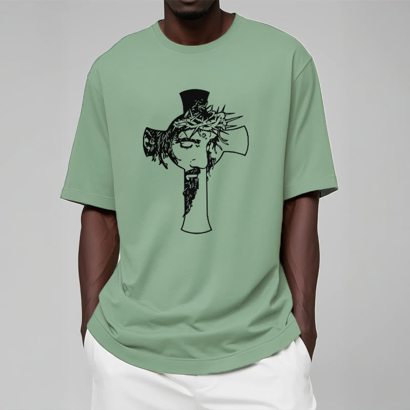 T-shirt unisexe Christianartworkshop avec motif moderne de couronne d'épines et de croix - image 16
