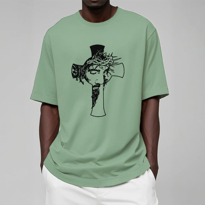 T-shirt unisexe Christianartworkshop avec motif moderne de couronne d'épines et de croix - image 16