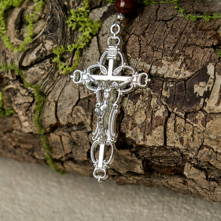 Chapelet en perles de raisin vertes et violettes inspiré par le Christ, la Vraie Vigne, de Christianartworkshop - image 8