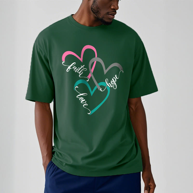 T-shirt unisexe Christianartworkshop « Foi, Espérance, Amour » avec motif de cœur chrétien pour les croyants - image 8