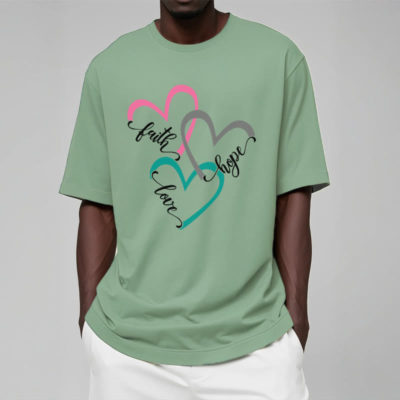 T-shirt unisexe Christianartworkshop « Foi, Espérance, Amour » avec motif de cœur chrétien pour les croyants - image 12