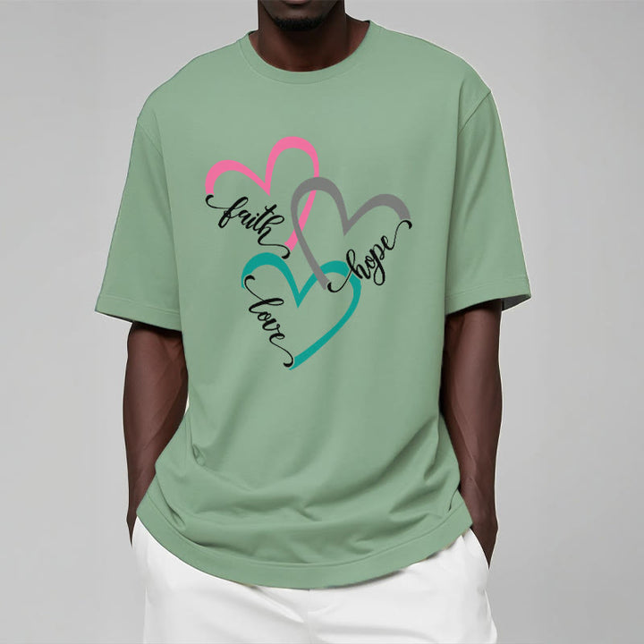 T-shirt unisexe Christianartworkshop « Foi, Espérance, Amour » avec motif de cœur chrétien pour les croyants - image 12