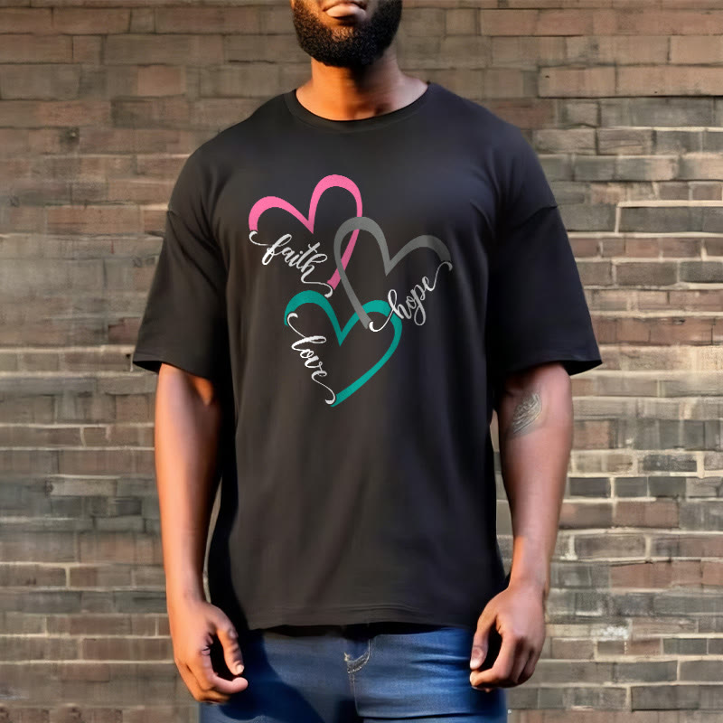T-shirt unisexe Christianartworkshop « Foi, Espérance, Amour » avec motif de cœur chrétien pour les croyants - image 5