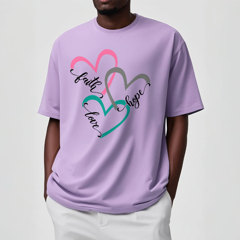 T-shirt unisexe Christianartworkshop « Foi, Espérance, Amour » avec motif de cœur chrétien pour les croyants - image 14