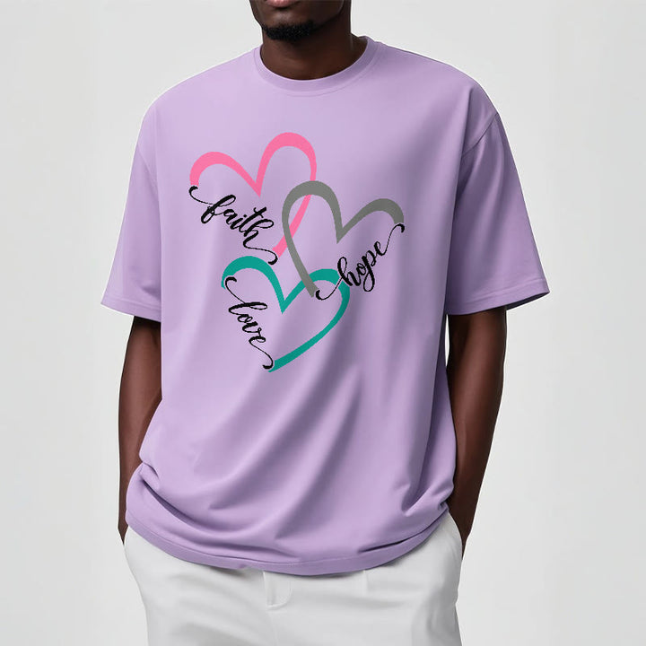 T-shirt unisexe Christianartworkshop « Foi, Espérance, Amour » avec motif de cœur chrétien pour les croyants - image 14