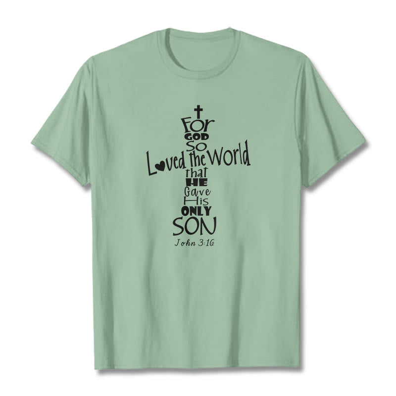 T-shirt unisexe Christianartworkshop « Car Dieu a tant aimé le monde » (verset biblique chrétien) - Vert clair - 2XL - image 14