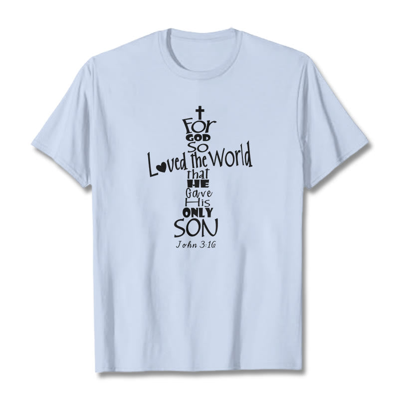 T-shirt unisexe Christianartworkshop « Car Dieu a tant aimé le monde » (verset biblique chrétien) - Bleu clair - 2XL - image 19