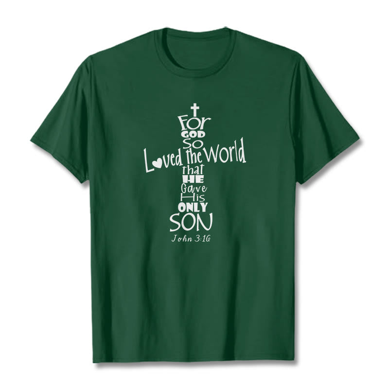 T-shirt unisexe Christianartworkshop « Car Dieu a tant aimé le monde » (verset biblique chrétien) - Vert foncé - 2XL - image 8