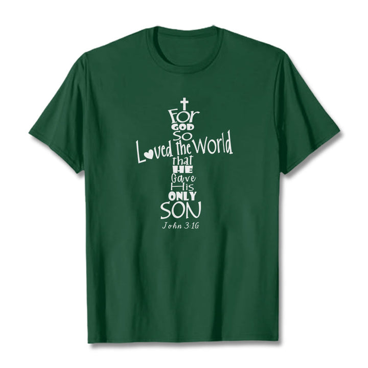 T-shirt unisexe Christianartworkshop « Car Dieu a tant aimé le monde » (verset biblique chrétien) - Vert foncé - 2XL - image 8