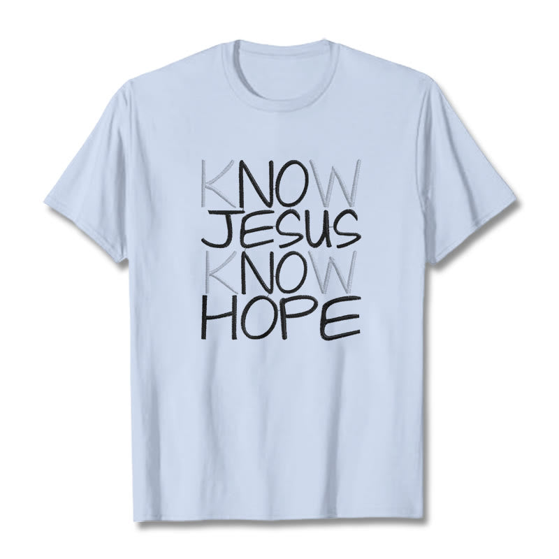 T-shirt unisexe Christianartworkshop « Connaître Jésus, c’est avoir de l’espoir » – Déclaration de foi - Bleu clair - 2XL - image 18