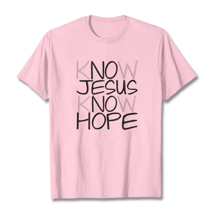 T-shirt unisexe Christianartworkshop « Connaître Jésus, c’est avoir de l’espoir » – Déclaration de foi - Rose clair - 2XL - image 15