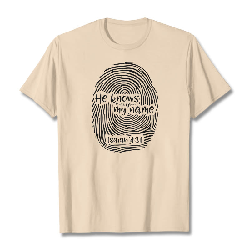 T-shirt unisexe Christianartworkshop « Il connaît mon nom » avec empreinte digitale et verset biblique - Beige - 2XL - image 10