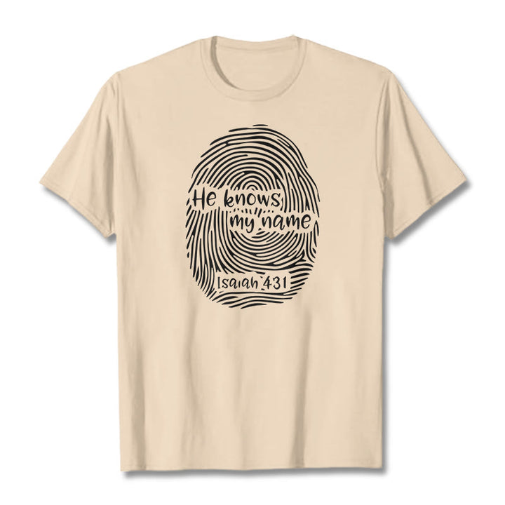 T-shirt unisexe Christianartworkshop « Il connaît mon nom » avec empreinte digitale et verset biblique - Beige - 2XL - image 10